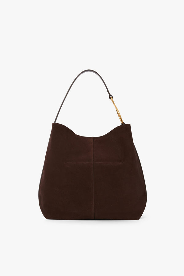 J By Jasper Conran Gigi Suede Leather Hobo Bag Chocolate