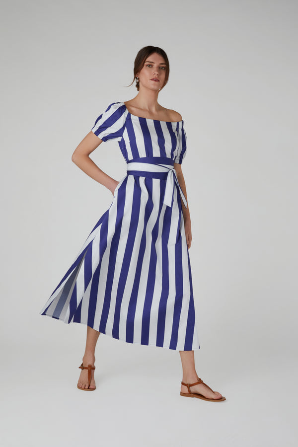 J By Jasper Conran Hallie Bardot A Line Striped Dress Stripe