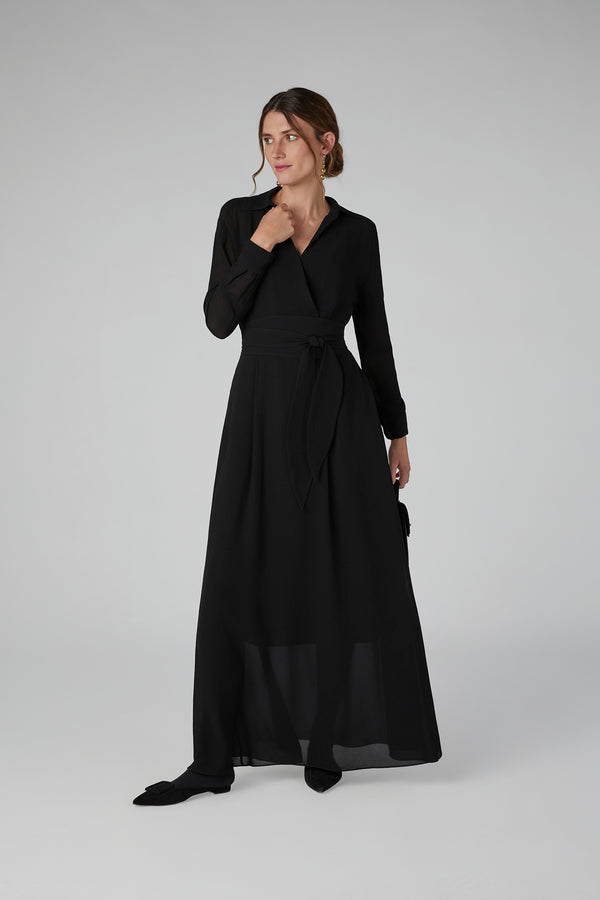 j by jasper conran Hester Georgette Maxi Wrap Dress Black