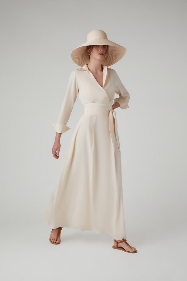 J By Jasper Conran Hortensia Silk Maxi Full Skirt Wrap Dress With Slip Blush