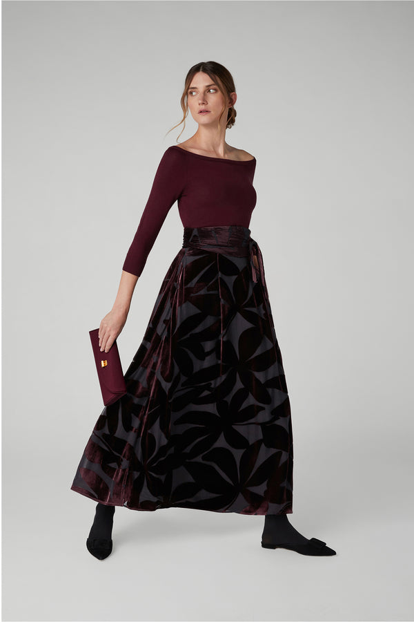 J By Jasper Conran Idalia Velvet Devoré Maxi Skirt Pink