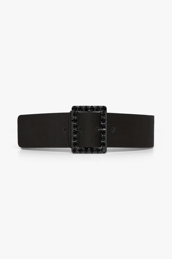j by jasper conran Iliana Wool Silk Jeweled Belt Black