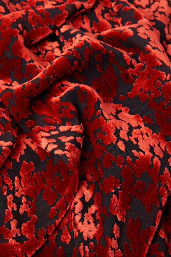 J By Jasper Conran Iris Velvet Devoré Wrap Dress Red