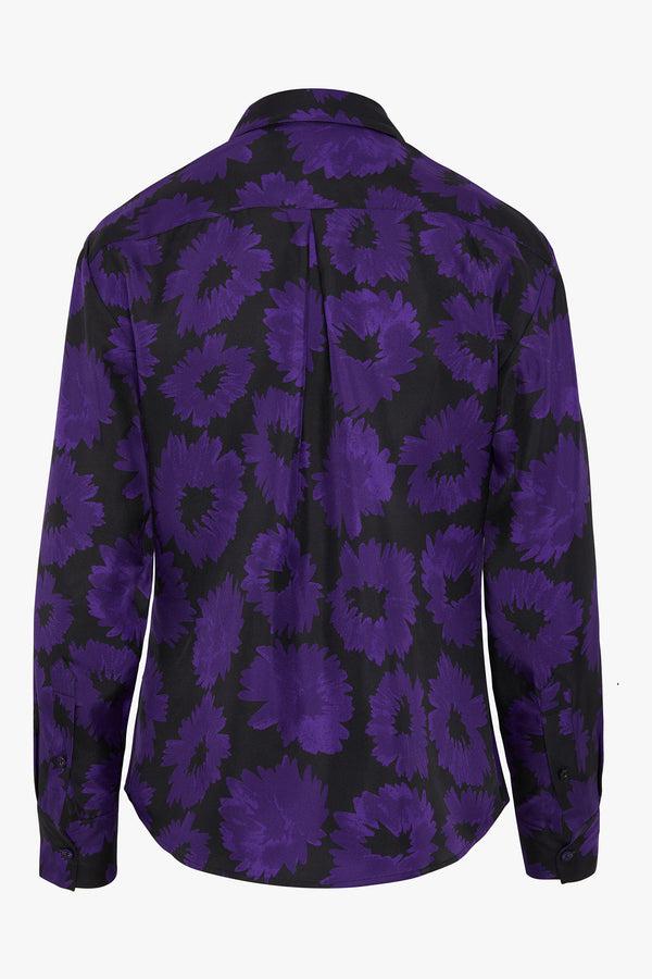 J By Jasper Conran Isabella Silk Twill Printed Shirt Purple