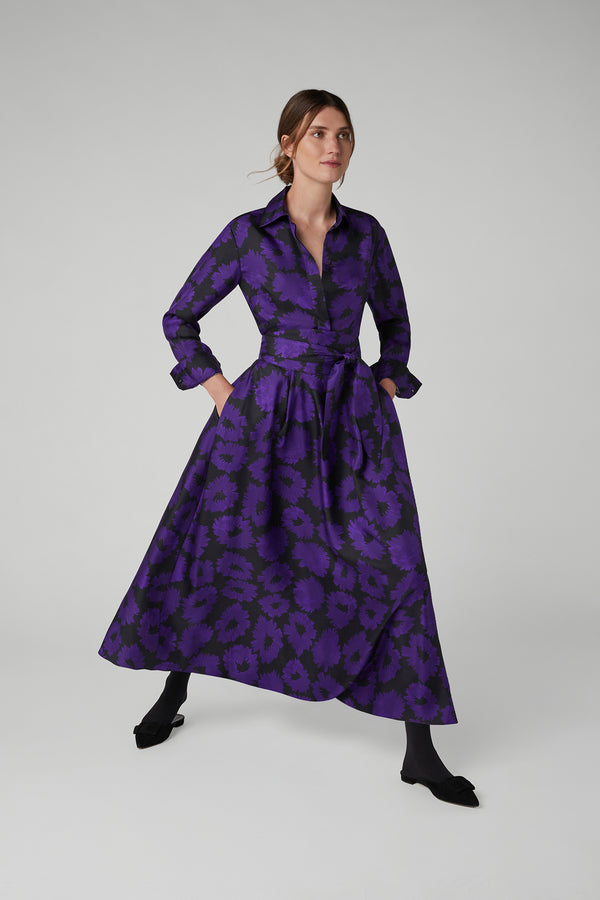 j by jasper conran Isabella Silk Twill Printed Shirt Purple