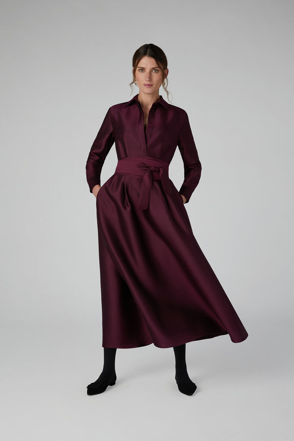 j by jasper conran Isla Wool Silk Shirt Dress Berry