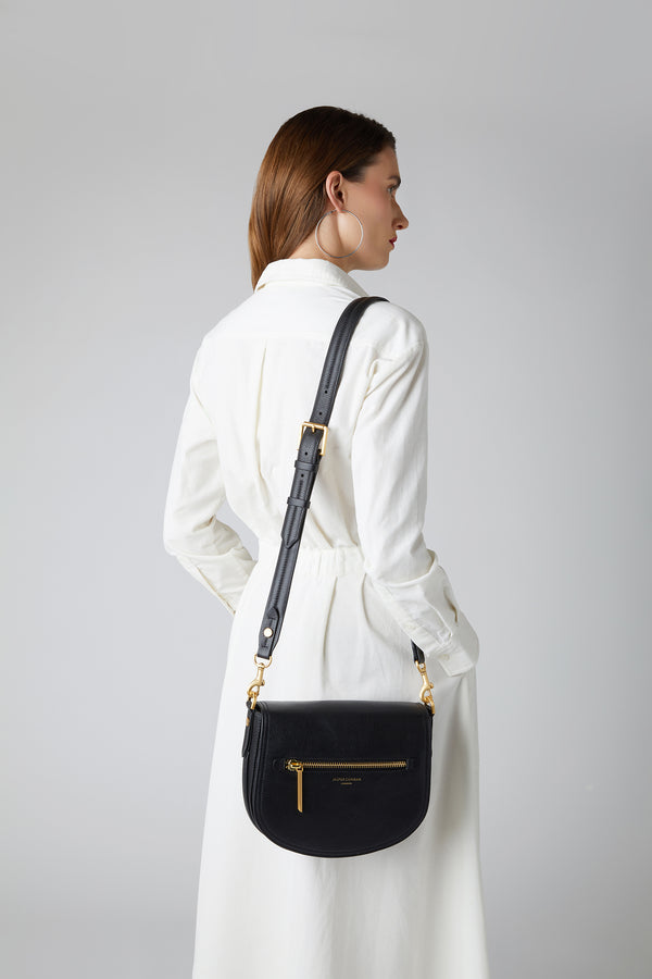 J By Jasper Conran Darcey Leather Saddle Bag Black