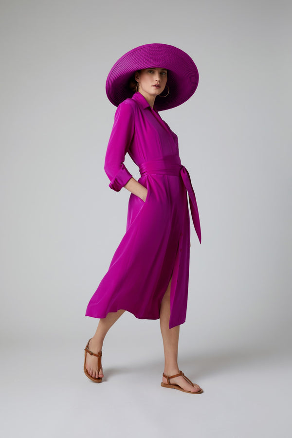 J By Jasper Conran Eliza Silk V Neck Dress Pink