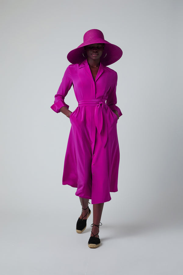 J By Jasper Conran Eliza Silk V Neck Dress Pink