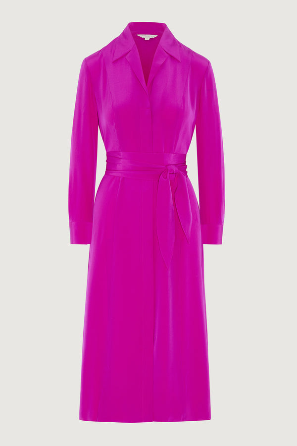 J By Jasper Conran Eliza Silk V Neck Dress Pink