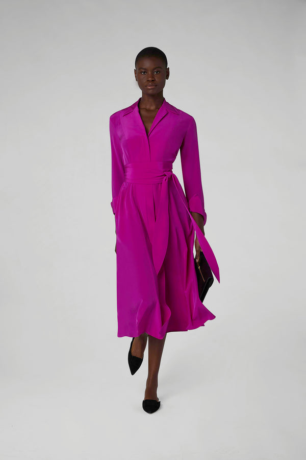 j by jasper conran Eliza Silk V Neck Dress Pink