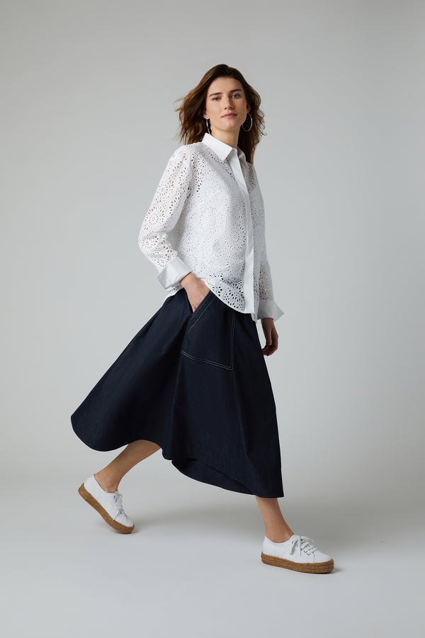 J By Jasper Conran Faye Denim Full Skirt Blue