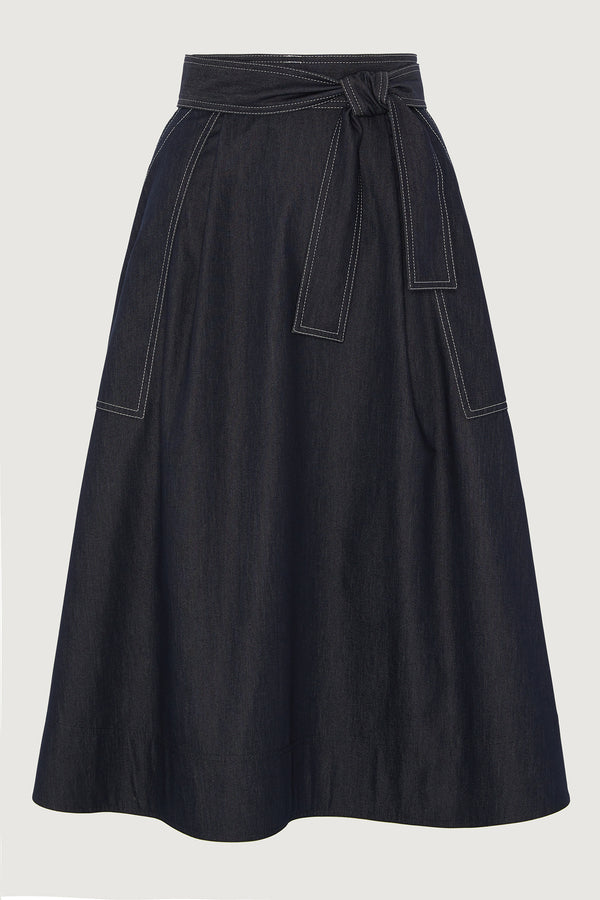 J By Jasper Conran Faye Denim Full Skirt Blue
