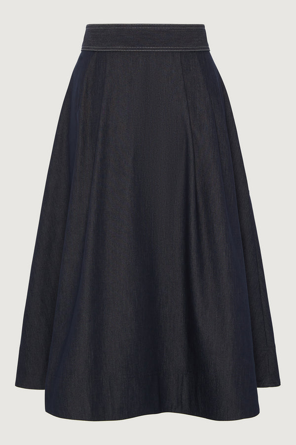 J By Jasper Conran Faye Denim Full Skirt Blue