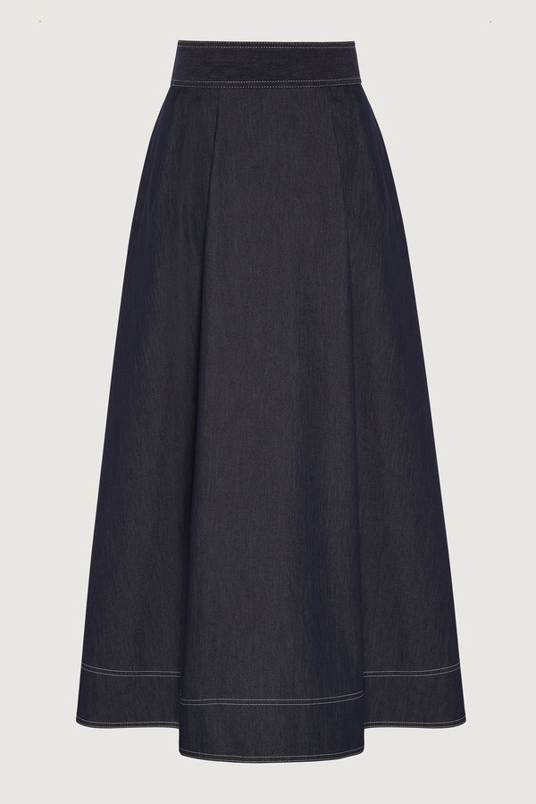 J By Jasper Conran Faye Denim Maxi Full Skirt Blue