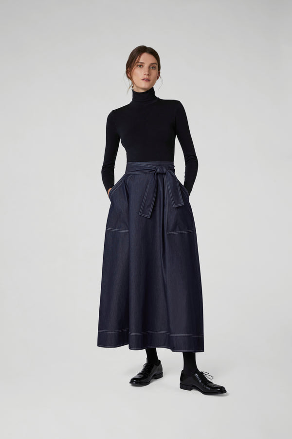 j by jasper conran Faye Denim Maxi Full Skirt Blue