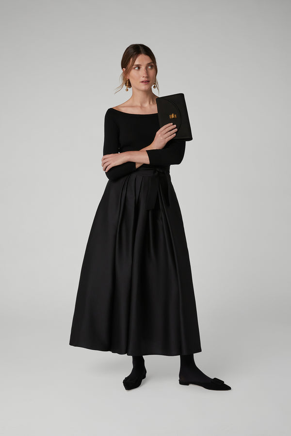 J By Jasper Conran Gigi Wool Silk Clutch Black