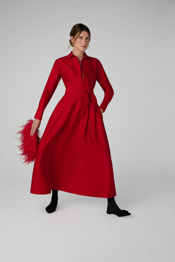 J By Jasper Conran Gwen Wool Silk Skirt Red