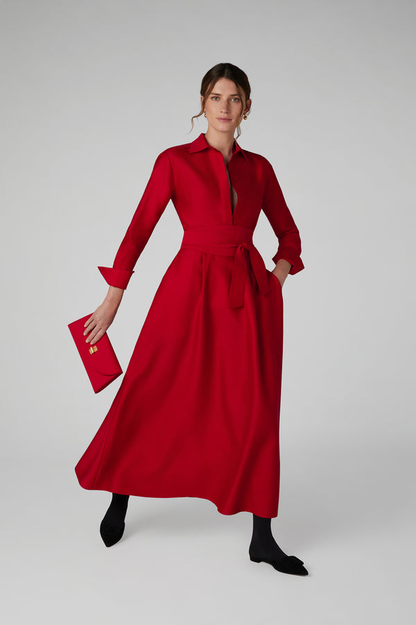 J By Jasper Conran Gwen Wool Silk Skirt Red