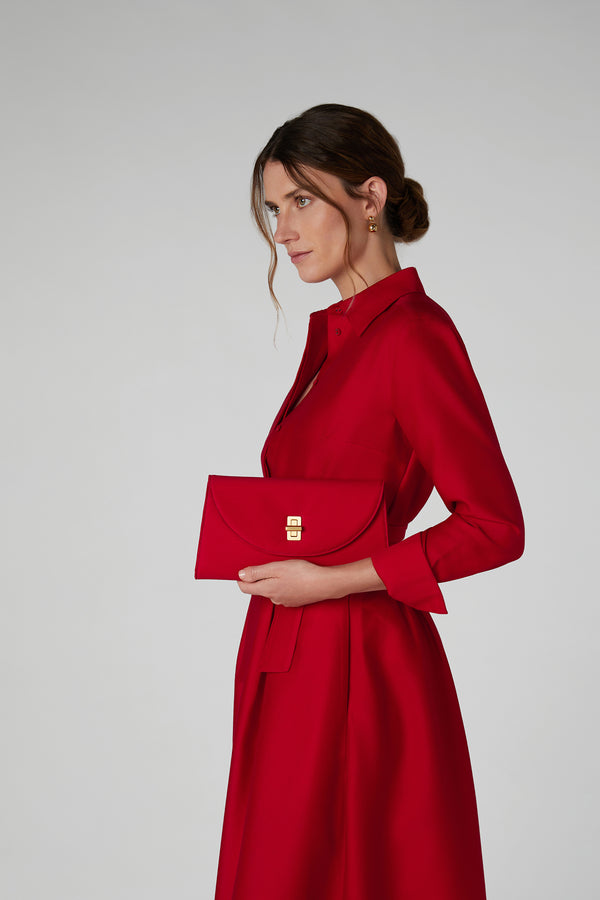 J By Jasper Conran Gwen Wool Silk Skirt Red