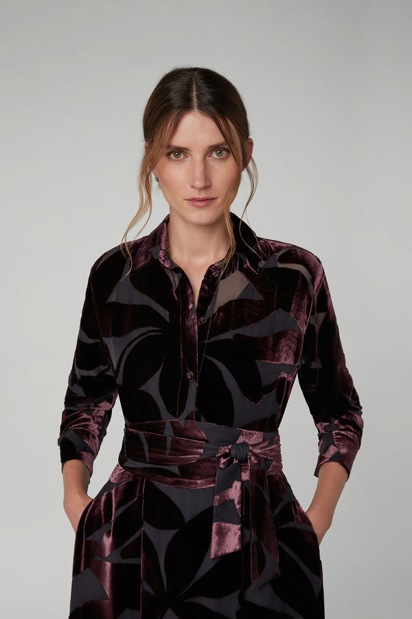 J By Jasper Conran Idalia Velvet Devoré Shirt Pink