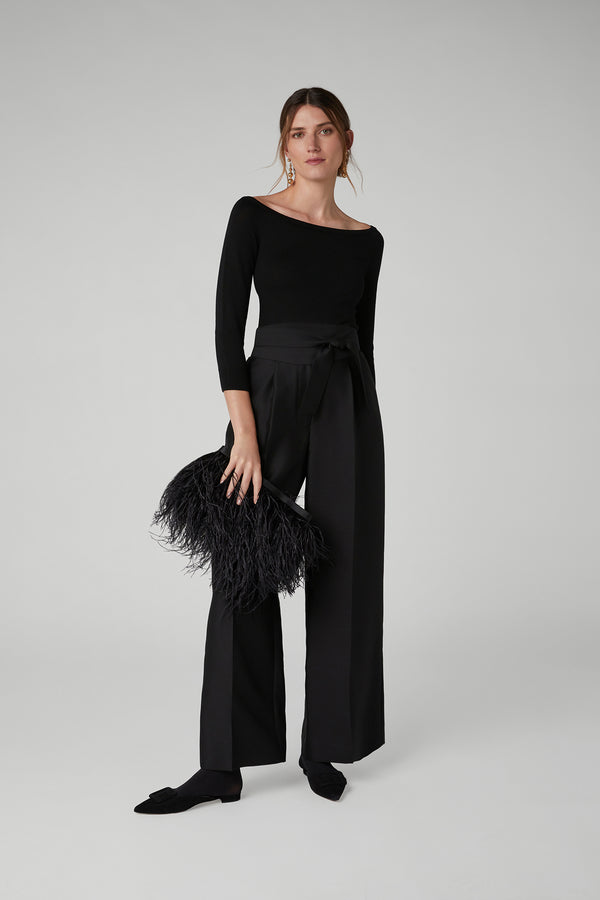 J By Jasper Conran Inez Feather Clutch Black