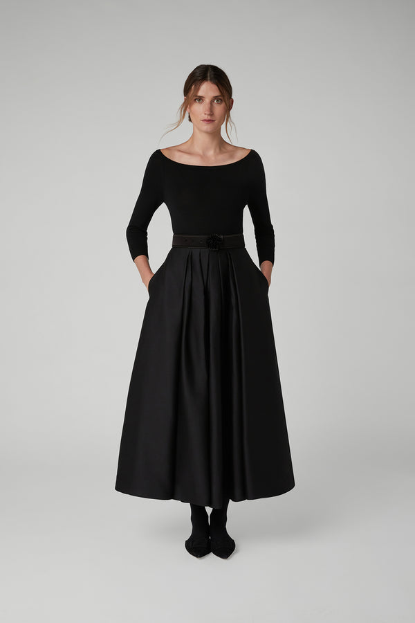 J By Jasper Conran Ingrid Wool Silk Belt Black