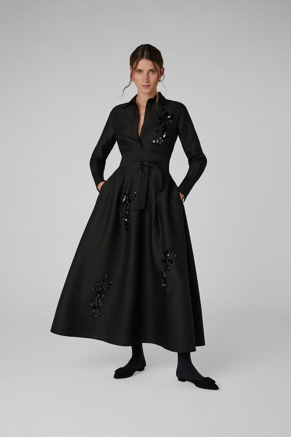 j by jasper conran Laura Sequin Wool Silk Skirt Black