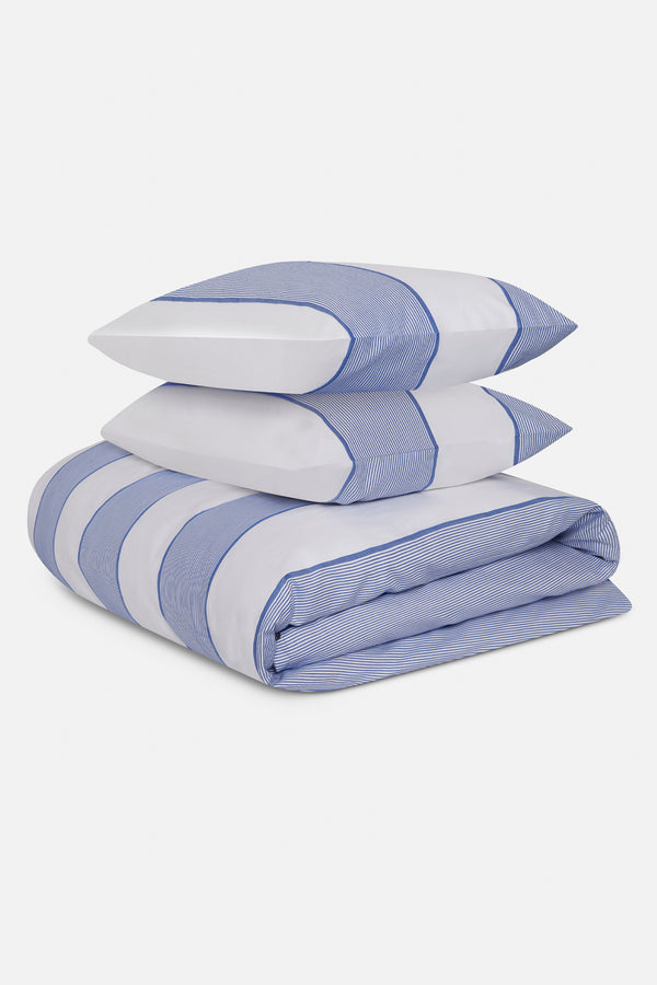J By Jasper Conran Pinstripe Jacquard Duvet Set Blue Woven Pinstripe