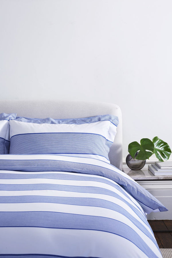 j by jasper conran Pinstripe Jacquard Oxford Pillow Case Blue Woven Pinstripe