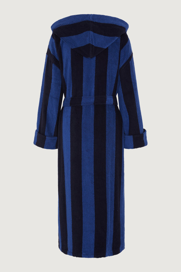 J By Jasper Conran Soft Lightweight Woven Stripe Hooded Robe Blue