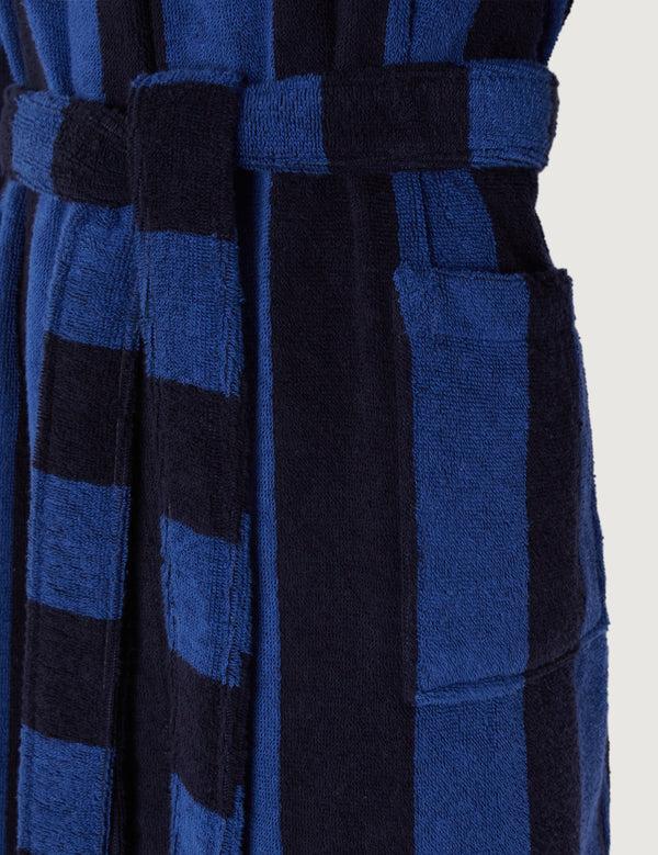 J By Jasper Conran Soft Lightweight Woven Stripe Hooded Robe Blue