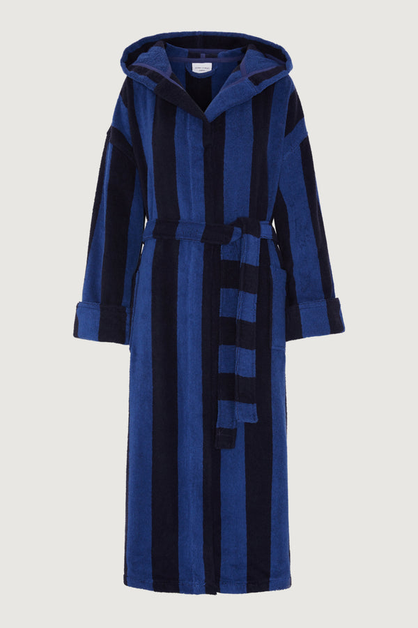 j by jasper conran Soft Lightweight Woven Stripe Hooded Robe Blue