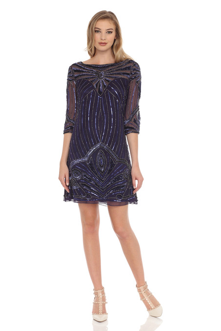 j kara A-Line Beaded Dress Violet