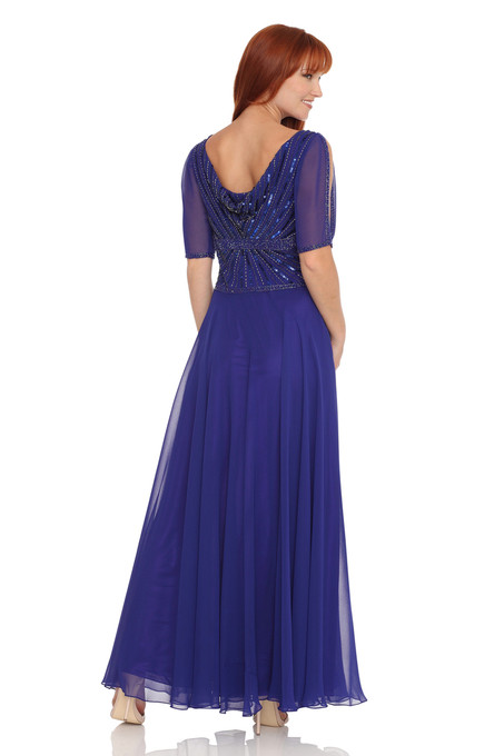 J Kara Beaded Cowlneck Dress Royal / Royal
