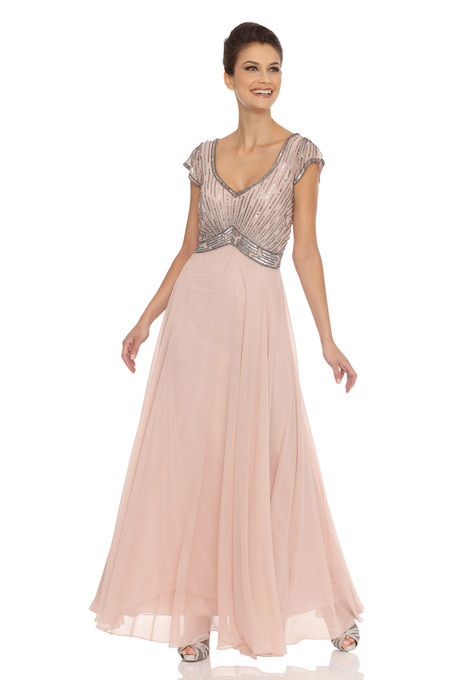 J Kara Beaded Mock Fair Dress Blush