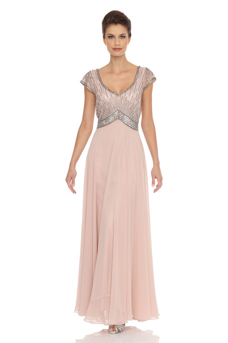 j kara Beaded Mock Fair Dress Blush