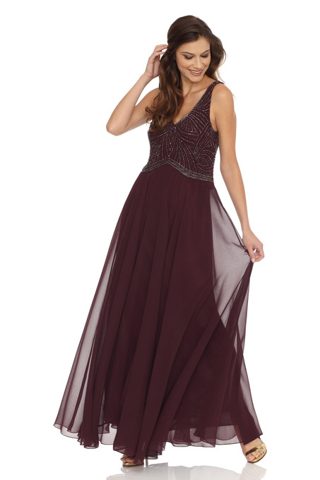 J Kara Beaded Two Piece Jacket And Dress Wine