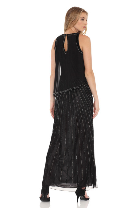 J Kara Beads & Sequins Rain Down Dress Black