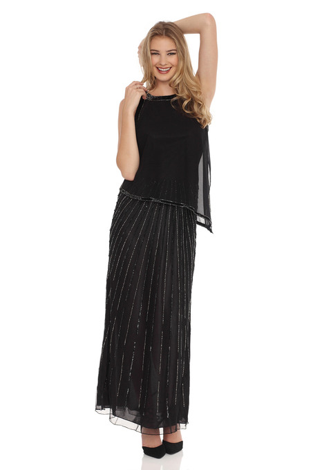 J Kara Beads & Sequins Rain Down Dress Black