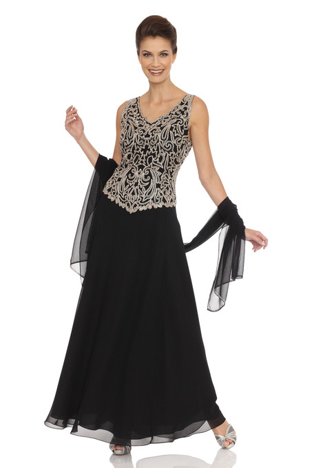 J Kara Bolero Jacket Dress Black / Champagne