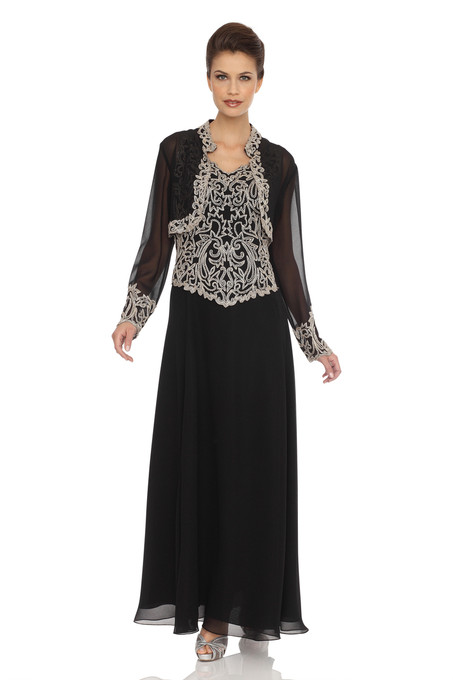 j kara Bolero Jacket Dress Black / Champagne