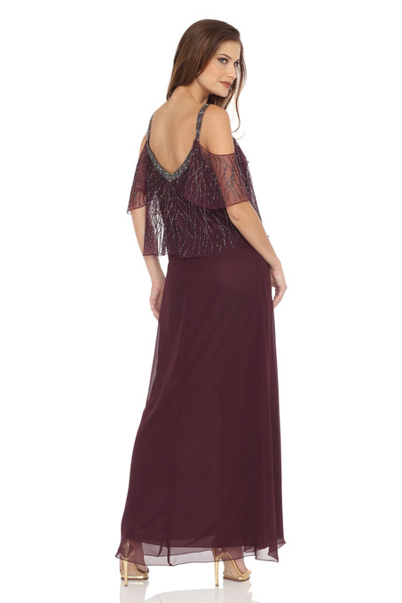 J Kara Cut Out Sleeves With Popover Dress Wine