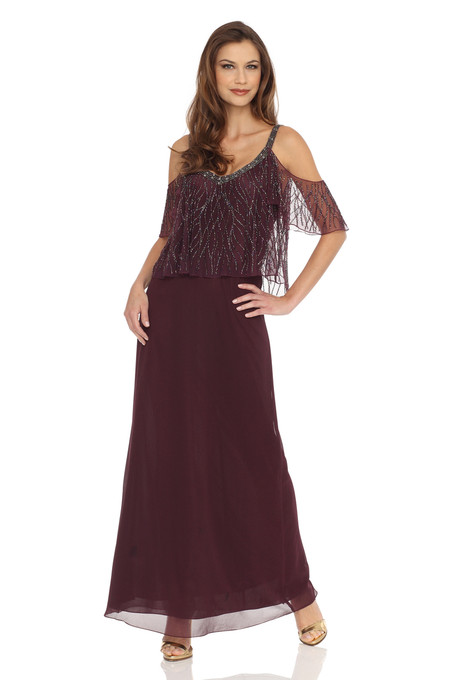 J Kara Cut Out Sleeves With Popover Dress Wine