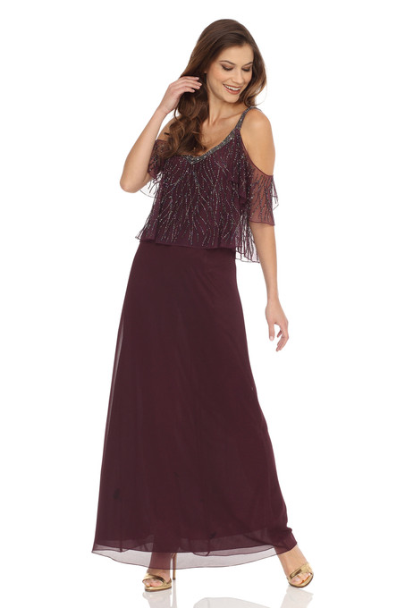 j kara Cut out sleeves with popover Dress Wine