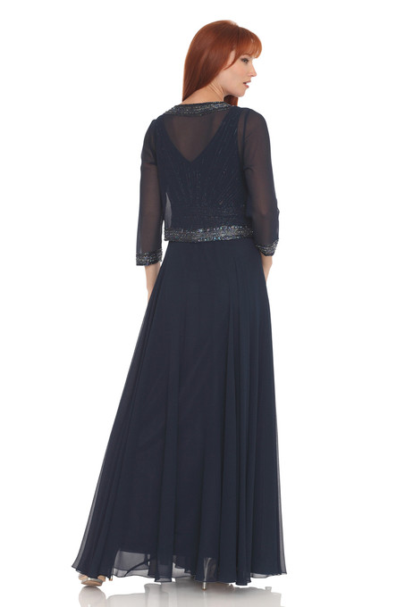 J Kara Embellished Dress & Jacket Navy