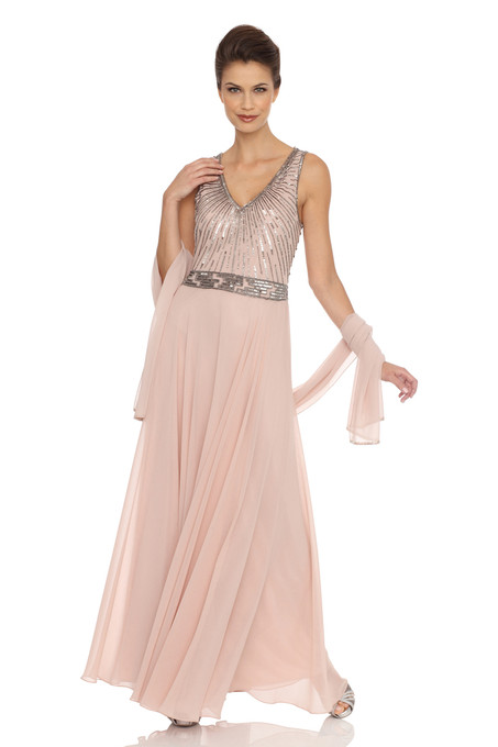 J Kara Embellished Dress With Jacket Blush