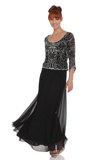 J Kara Embellished Mock Two Piece Dress Black