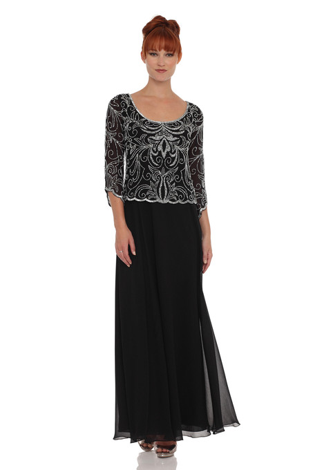 j kara Embellished Mock Two Piece Dress Black