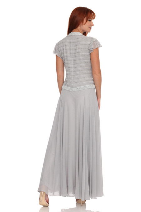 J Kara Embellished Mock Two-Piece Dress Silver